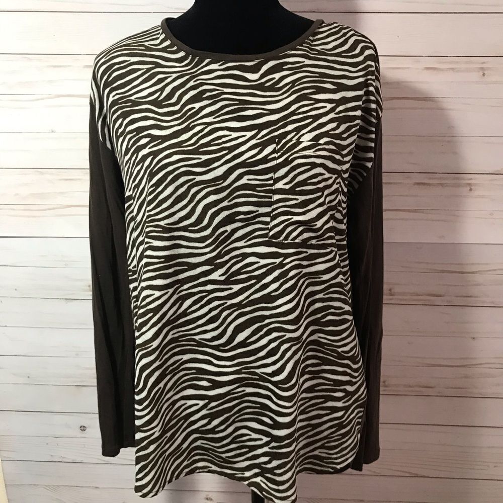 Michael Kors Brown Animal Print Blouse